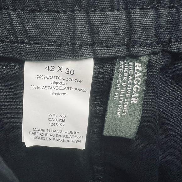 Haggar The Active Series Slim/Straight Fit Flat Front Pants Black Men Size 42x30 - Picture 12 of 12